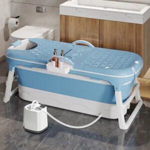 1.48m Portable Folding Bath Tub Easy To Store Foldable Bath Tub For Adults With Massage Roller - Image 5