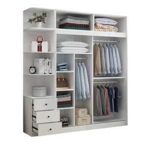 Solid wood Nordic wardrobe home bedroom sliding door small apartment children's wardrobe sliding door can be customized wardrobe - Image 7