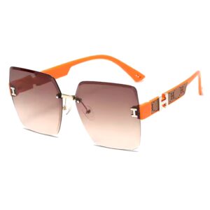 Rimless Double Color Gradient High-end Women's Driving Sunglasses, Fashionable And Trendy Sun Shades Glasses UV400 - Image 6