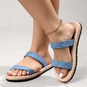 New Style Grass Weaving Fashion Simple Flat Bottom Slippers Wearing Beach Casual Slippers - Image 5