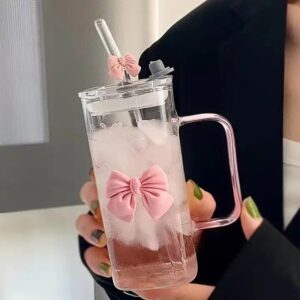 Glass straw cup wholesale large capacity cute transparent handle High borosilicate glass mug juice milk coffee glass water cup - Image 6