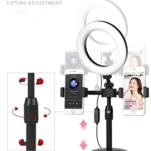 6 inch 16cm LED Ring Fill Light Lamp Vlogging Video Light Live Broadcast Kit with Dual Phone holders - Image 4