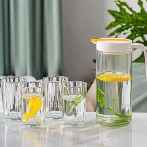 Houseware colorful drinkware 1000ML jugs with 4pcs 200ML water cup pitcher glass Water Pot set - Image 4