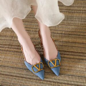 Stylish Women's Point Toe Heel Shoes Hard-Wearing and On-Trend Slip-On Denim Cloth with Heel ladies heel shoes - Image 6
