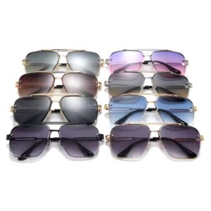 ew Arrival Fashion Double Bridge Brand Designer Custom Logo Women Aviation Square Alloy Frame Mens UV400 Sunglasses - Image 7