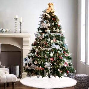 Green PE +PVC mix flock artificial tree Christmas tree with warm white LED lights with controller christmas decorations - Image 3