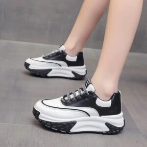 Wearing Fashionable Women's Shoes For Summer New Thick Soled Sponge College Style Color Blocked Casual Student Sports Shoes - Image 6