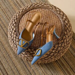 Stylish Women's Point Toe Heel Shoes Hard-Wearing and On-Trend Slip-On Denim Cloth with Heel ladies heel shoes - Image 4