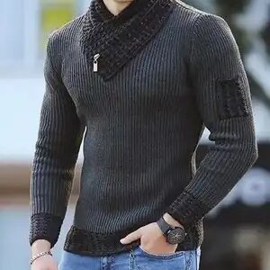 Men's Solid Knitted Turtleneck with zipper Pullover Long Sleeve Cheap Plus Size Slim Fit Thick Man Sweater - Image 7