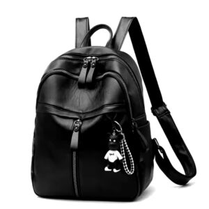 Women's Large Capacity Student Backpack Trendy Solid Color Women's PU Soft Leather Backpack - Image 5