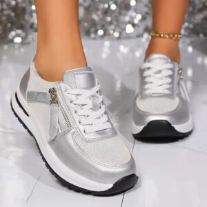 Shoes For Women Foreign Trade New Cross-border Plus Size Flat Bottomed Round Toe Solid Color Front Lace Up Women's Single Shoes - Image 2