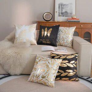 Bedding Outlet Soft Plush Bronzing Cushion Cover Gold Printed Pillow Cover Decorative Sofa Seat Car Cheap Pillowcase - Image 3