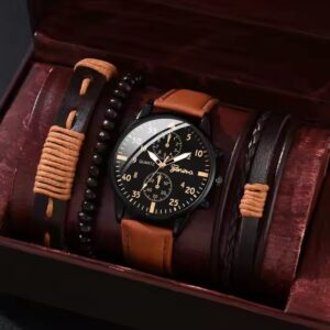 2024 new all-in-one fashion disc quartz watch business casual men's temperament watch set - Image 4