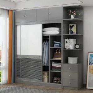 Solid wood Nordic wardrobe home bedroom sliding door small apartment children's wardrobe sliding door can be customized wardrobe - Image 6