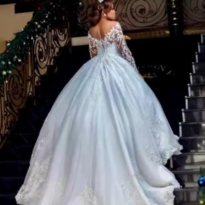 African Long Sleeve Wedding Dress Beading Lace Bridal Gown vestidos de noiva - Image 6