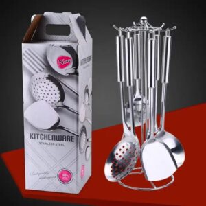 9 Piece Stainless Steel Cooking Kitchen accessories Stainless Steel Ladle Skimmer Kitchen Utensils Set with shelf - Image 1
