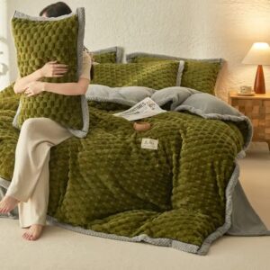 Winter Thicken Flannel Fleece Bedding Set Luxury A Side Jacquard Milk Fleece B Side Flannel Fleece 3/4pcs Warm Bed Linens - Image 4