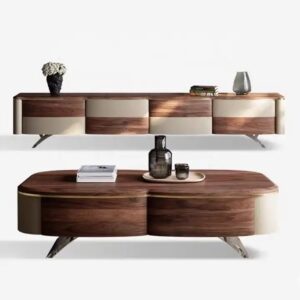 Mid-Century Walnut Veneer Tea Table Modern Living Room Retro Solid Wood Tea Table - Image 5