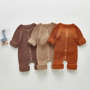 Baby autumn jumpsuit infant long sleeve button body suit rompers baby knitted jumpsuits winter - Image 4