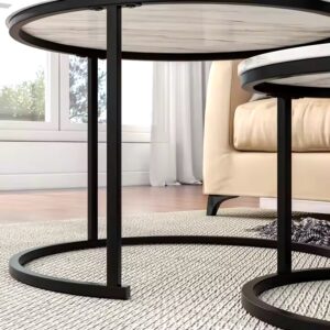 Modern Nesting small Round wood side End Coffee table for bedroom Living Room furniture - Image 5
