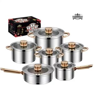 Hot Sale 12Pcs Stainless Steel Cooking Pots And Pans Nonstick Kitchen Cookware Sets Pot Set Cookware Set - Image 1