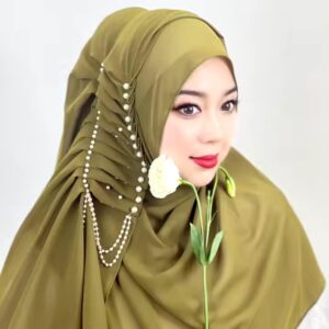 Chiffon new design mousseline jersey robe femmes musulmanes square hijab turqu kleid pins muslim scarf women - Image 3