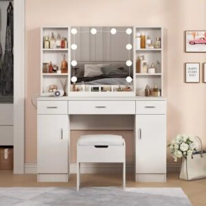 wooden dressing table makeup table designs mirror with drawer modern white makeup vanities makeup vanity dressing table set - Image 6