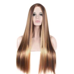 Long straight Ombre Highlight Piano Color Synthetic Wig Vendor Black Women Heat Resistant Wig For Black Women - Image 7