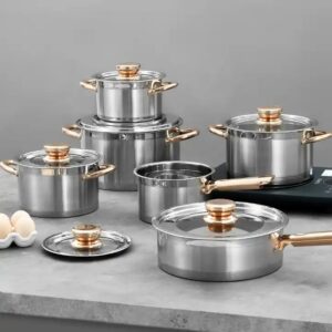 Hot Sale 12Pcs Stainless Steel Cooking Pots And Pans Nonstick Kitchen Cookware Sets Pot Set Cookware Set - Image 6