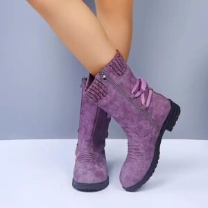 Comfortable Zipper-Up Leather Shoes Women Waterproof Stitched Boots Genuine Leather Lining Western Casual Rubber - Image 5