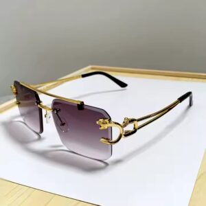 DL GLASSES 2023 Luxury Cut Edge Rimless Metal sunglasses Women Men Square Double Bridge Gradient Pilot Glasses - Image 6