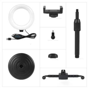 6 inch 16cm LED Ring Fill Light Lamp Vlogging Video Light Live Broadcast Kit with Dual Phone holders - Image 6