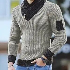 Men's Solid Knitted Turtleneck with zipper Pullover Long Sleeve Cheap Plus Size Slim Fit Thick Man Sweater - Image 5