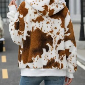 High Quality Sweatshirts Women's Hooded Zipper Plush Printed Cardigan Jacket Velvet Hoodie Winter Fleece Hoodies - Image 3