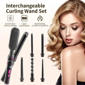 7 In 1 Electric curly Salon Ceramic Wand flat iron Professional Hair curler Straightener comb Interchangeable Curling Iron Set - Image 3