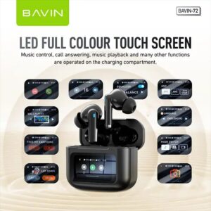 BAVIN wholesale72 anc portable tws hifi true blue tooth 5.4 wireless earbuds earphones - Image 4
