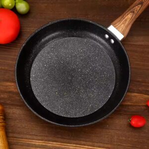 Non-Stick Ford Aluminium Fry Pan Wooden Handle and Glass Cover Wok for Cooking - Image 6