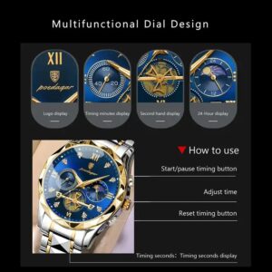 POEDAGAR Luxury Man Wristwatch Waterproof Luminous Chronograph Watch for Men Stainless Steel Men's Quartz Watches reloj hombre - Image 4