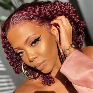 Cheap 13 * 4cm Lace Chemical Fiber Head Cover Wine Red Partial Short Curly Hair Small Curly Hair Manufacturer - Image 3
