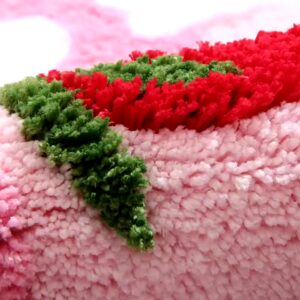 Cute Strawberry Tufted Bath Mat Pink Sweet Girls Soft Plush Home Decor Carpet Bedroom Rug Non-slip Hallway Entrance Doormat - Image 4
