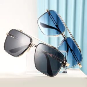 ew Arrival Fashion Double Bridge Brand Designer Custom Logo Women Aviation Square Alloy Frame Mens UV400 Sunglasses - Image 4