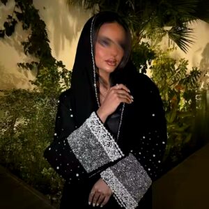 2024 hot selling two piece muslim women dress abaya set wholesale crystal diamond abaya muslim black abaya with diamond - Image 7