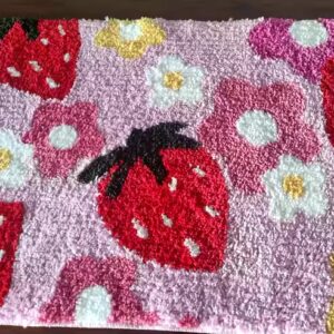 Cute Strawberry Tufted Bath Mat Pink Sweet Girls Soft Plush Home Decor Carpet Bedroom Rug Non-slip Hallway Entrance Doormat - Image 3