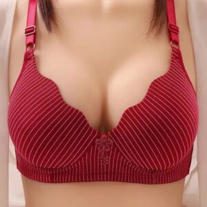 Women's Wire-Free Steel-Free Nylon Underwear Bra 3/4 Cup Thin Solid Pattern Knitted Lace Decoration - Image 3