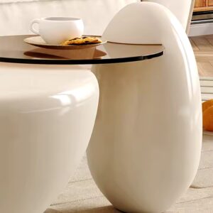 Modern Simple Home Cream Wind Living Room Coffee Table Set with Cat's Paw Lacquer Glass Top Light Luxury Center Table - Image 5