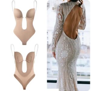 Wholesale Seamless U Plunge Backless Thong Bodysuit Tummy Control Women Invisible Plunge Bra Body Suit shapewear dress - Image 5