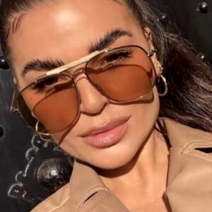 Fashion Trend Metal Toad Women Sunglasses, Latest Hot Sale UV400 Oval Women Sunglasses, Metal Trend pilot Glasses - Image 5