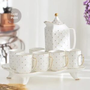 Exquisite Gold White Design Gift Wedding Coffee Cup Tea Sets High Quality Tea Pot Customize Design Colorful Ceramic Cup - Image 5