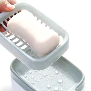 Double Layer Square Soap Dish with Cover Plastic Drain Soap Box Household Bathroom Travel Simple Portable Storage - Image 4