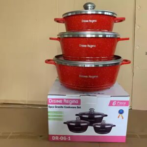 6Piece Cooking Pot Set with Custom Logo NonStick Granite Cookware Set for Chinese Style Cooking - Image 4